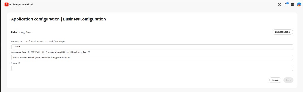 Application configuration – Business Configuration