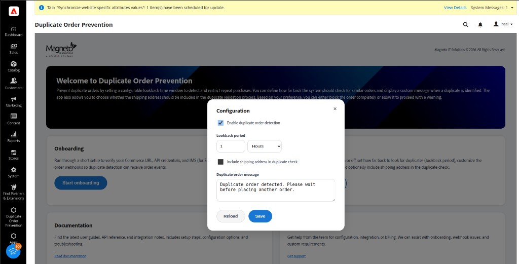 Configuration modal