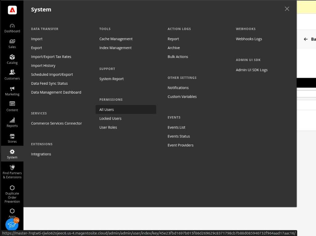System – Permissions – All Users