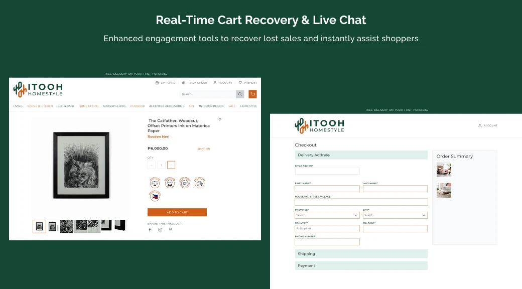 Real-Time Cart Recovery & Live Chat