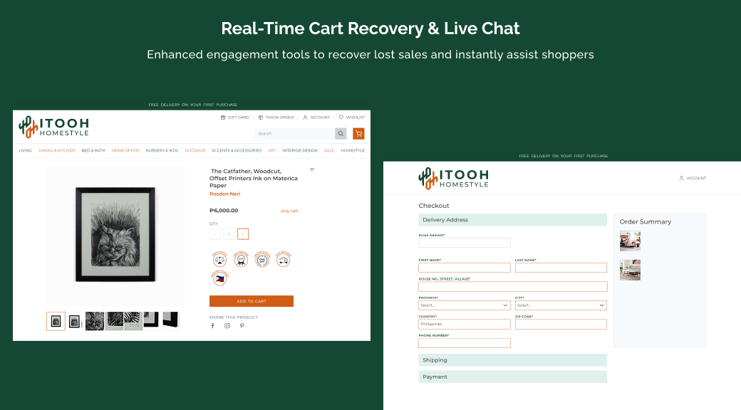 Real-Time Cart Recovery & Live Chat