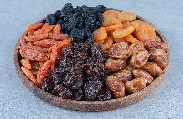 Dried Fruits Wooden Board Marble Table 1