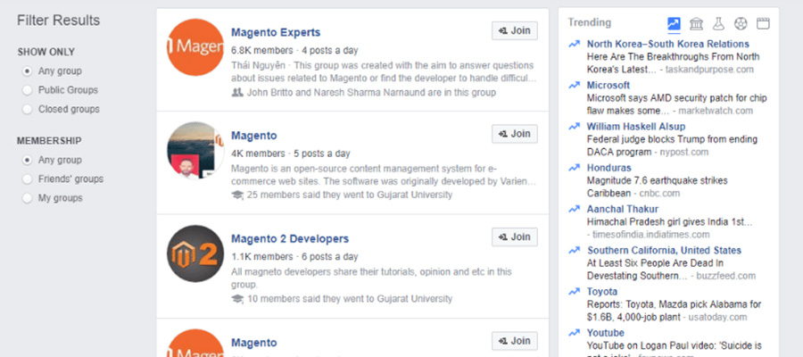 facebook magento group
