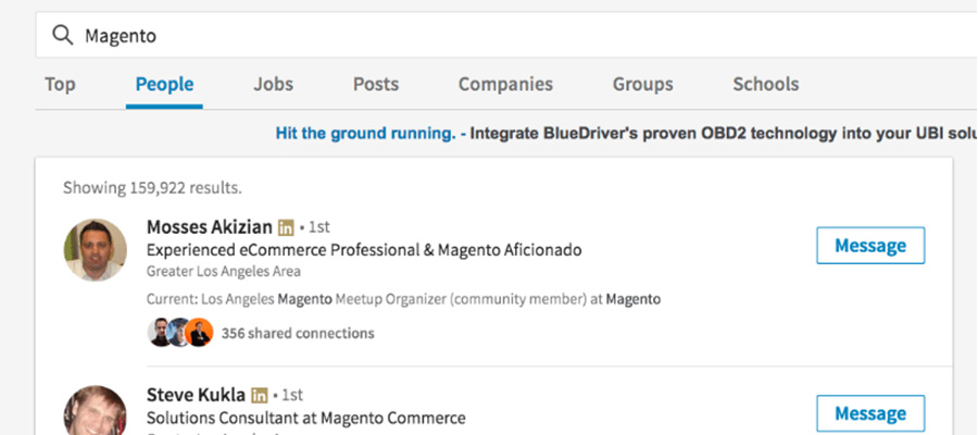 linkedin search magento programmer