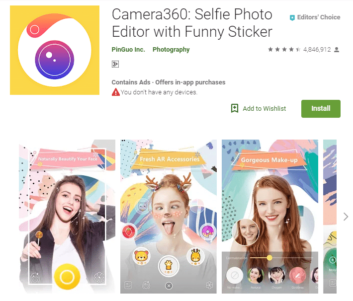 Camera 360 android app
