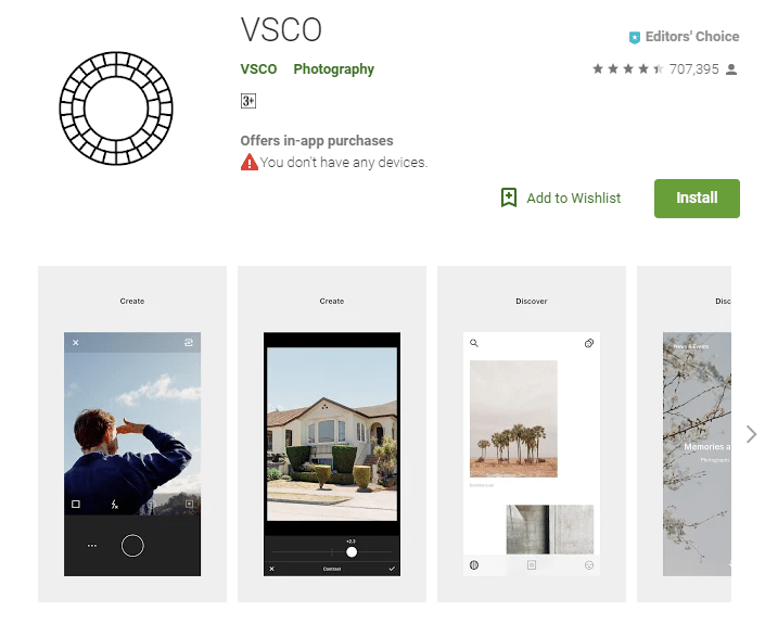 VSCO camera android app