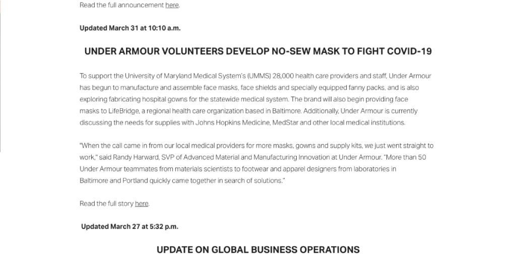 Under Armour Volunteered