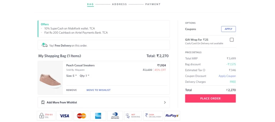 ecommmerce add to cart