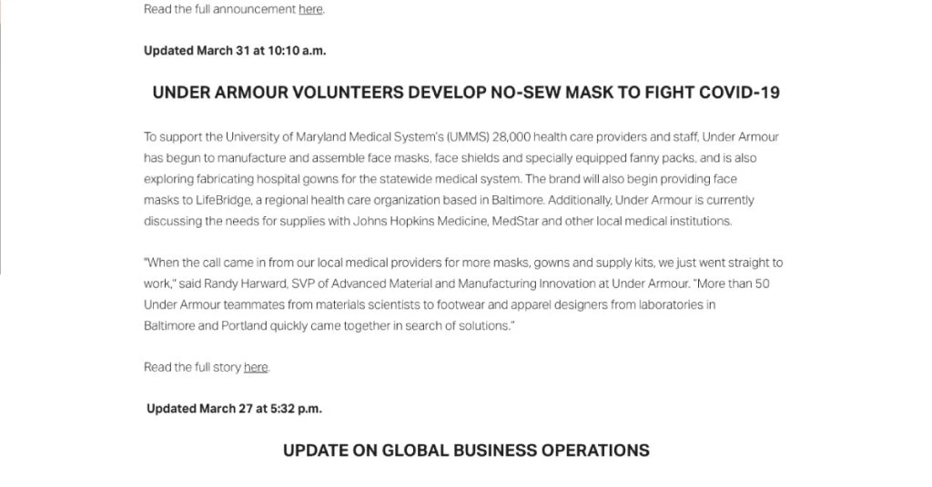 Under Armour Volunteered