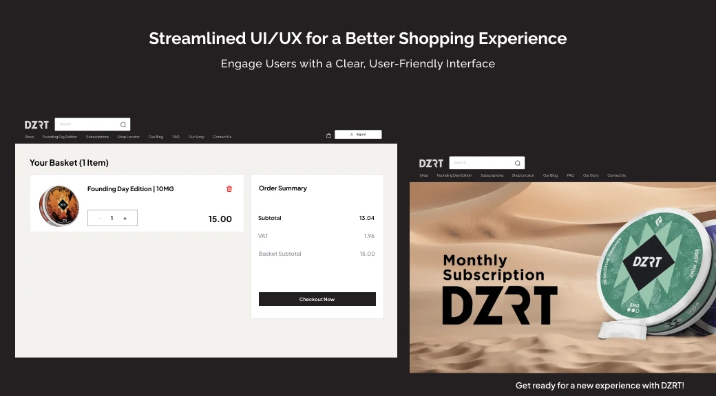 Streamlined UI/UX for a better shopping experience