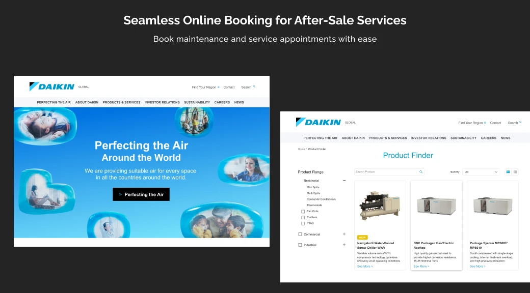 Seamless online booking for after -sale services - 2