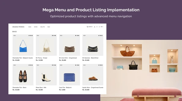 Mega menu and product listing implementation
