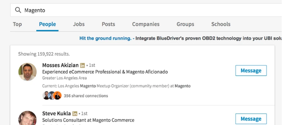 linkedin search magento programmer